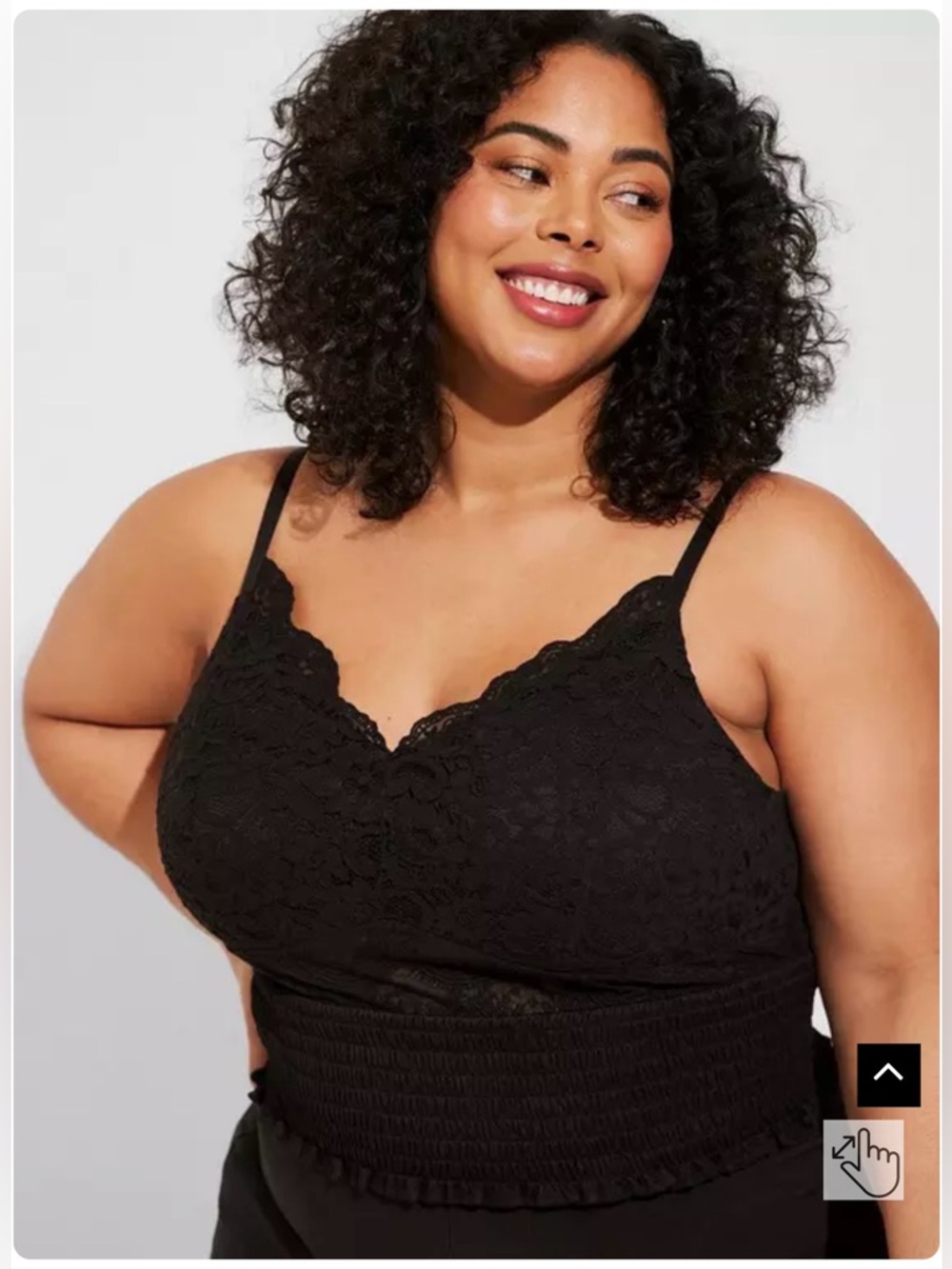 TORRID: Lace Smocked BraletteTop Cami - Black
Size 0X